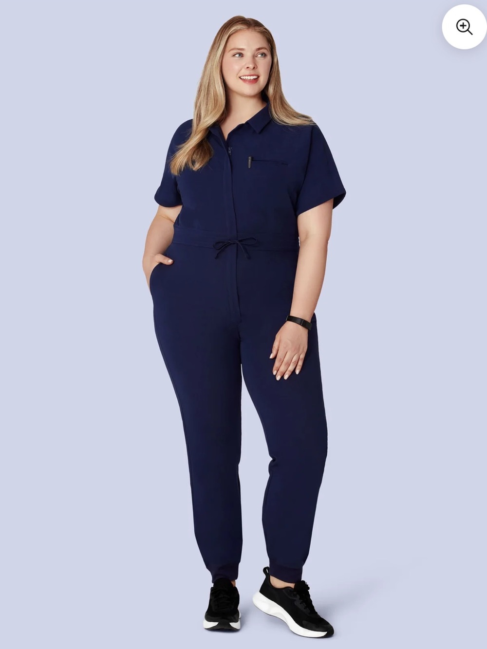 Women's Navy Jumpsuit with Drawstring Waist